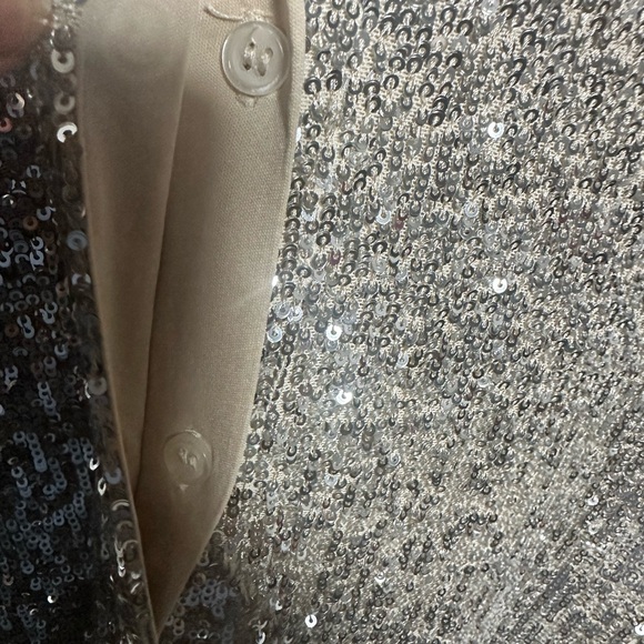 Cable & Gauge Sparkling Silver Sequin Blouse Top XL Cocktail Formal - Picture 4 of 6